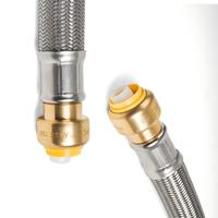 Tuyau de raccordement pour chauffe-eau en laiton tressé, moderne, durable et de qualité supérieure, avec raccords à pousser en laiton pour l'alimentation en eau