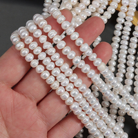 Perles d'eau douce naturelles plates filetées de 5,5 à 6 mm, sans noyau, perles pour bracelet DIY, environ 35 cm de long, environ 70 pièces