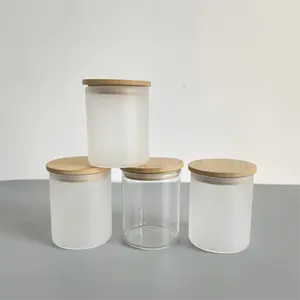 USA warehouse 9oz wooden cap transparent individual white box package candle-making glass for sublimation printing