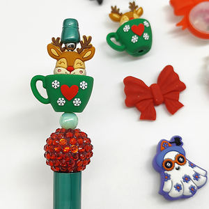 Gıda Sınıfı Kendin Yap Silikon Boncuk Fiyonk Noel Baba Bardak Kalem Boncukları Bileklik Anahtarlık ve Hediye Aksesuarları El Sanatları Malzemeleri - Product Image 2