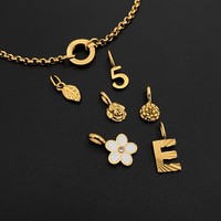Bracelet à breloques eManco Rolo en acier inoxydable, lettres DIY, chiffres 5, fleurs, feuilles, roses, breloques mixtes, bijoux