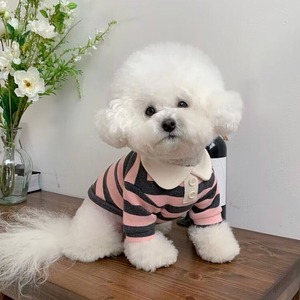 Conjuntos de diseñador para perros con cuello, bonita camiseta Polo a rayas para perros pequeños, camiseta de verano para mascotas para cachorros pequeños y medianos - Product Image 4