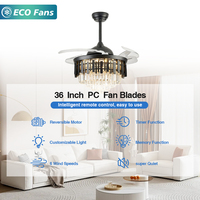 Ventilateur de plafond avec lumière, pales invisibles en ABS de 36 pouces, télécommande intelligente et design moderne pour les espaces résidentiels