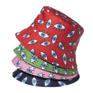Gorras de verano para exteriores, gorro de calle Reversible de doble cara, estampado creativo de dibujos animados, sombreros de pescador de Panamá, <span class=keywords><strong>sombrero</strong></span> de cubo con ojos malvados - Product Image 2