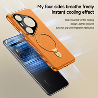 Étui de téléphone en cuir avec anneau métallique et support de sable pour Huawei Pura 70 Ultra/P70 Pro+ /Pura 80 Ultra/P80 Pro+ Refroidissement par glace magnétique
