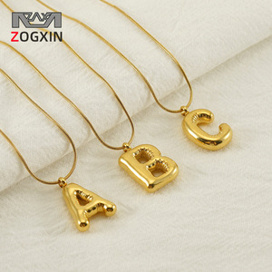 Zogxin Alphabet Pendant Necklace Stainless Steel Snake Chain Letter A B C Fashion Jewelry For Women Gift - Product Image 1
