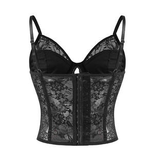 Corsetto in rete nera <span class=keywords><strong>elegante</strong></span> moda donna con osso in pizzo floreale e Bustier ricamato Sexy Boudoir intimo - Product Image 2