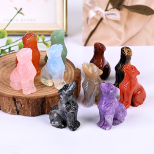 Oferta Especial: Escultura de Lobo en Piedra Natural, Tallado en Cristal, para Decoración y Sanación - Product Image 1