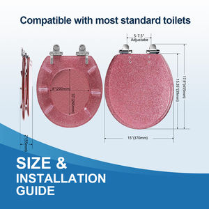 Ecologisch verantwoorde, op maat gemaakte, roze glitter, gegoten houten toiletbril, ronde toiletbrilhoes, vervanging voor meisjesbadkamer - Product Image 5