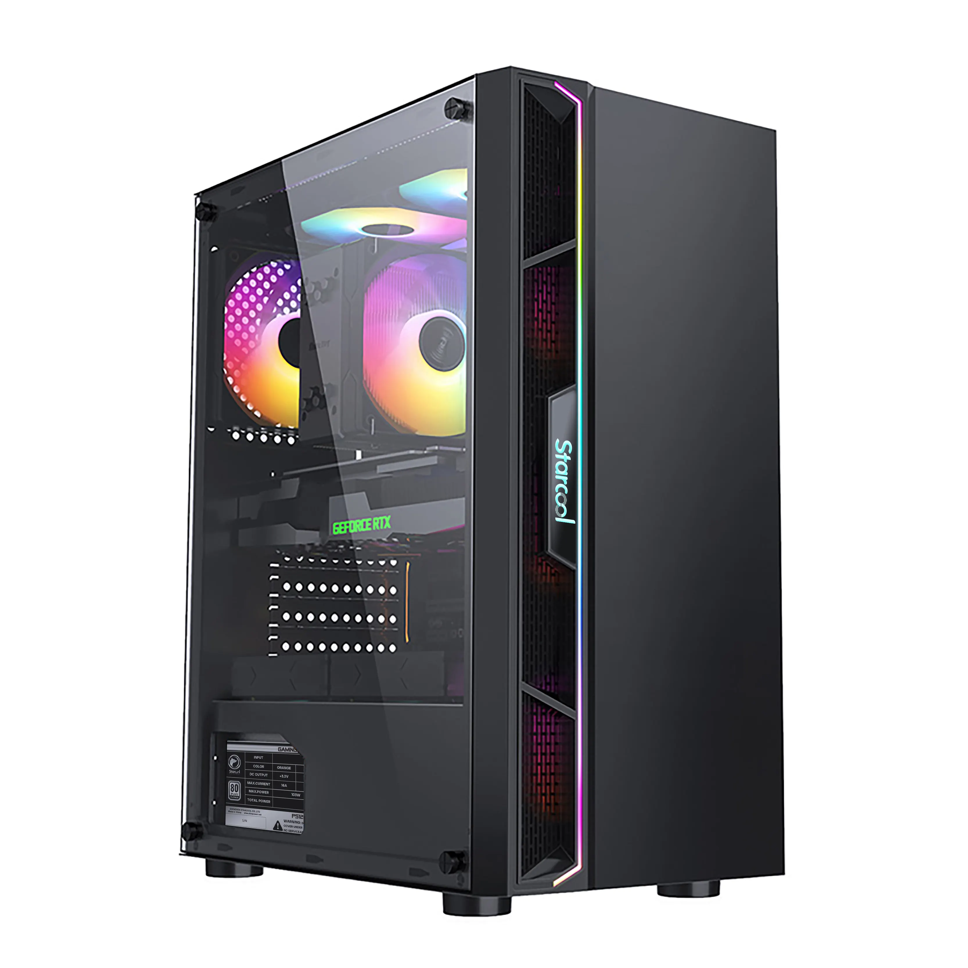 Wholesale Computer Case Mid Tower Strong Cooling System Tempered Glass Gaming PC Case