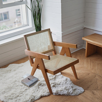 Fauteuil inclinable en rotin de loisirs en bois massif de style Chandigarh, chaise de balcon rétro en rotin simple, meubles de maison, salon