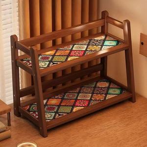 Wooden Shoe Rack 2 Tier Storage <b>Bench</b> With Cushion <b>Pad</b> For Entryway Organizer - Product Image 1