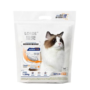 LORDE Litière pour chat, litière pour chat à base de manioc végétal, 1,25 kg, sable perlé double couche, anti-adhésif, sans agglomération, contrôle efficace des odeurs - Product Image 1