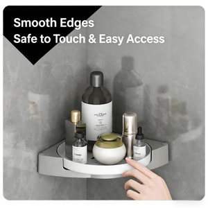 Étagère d'angle murale auto-adhésive en plastique pour <span class=keywords><strong>rangement</strong></span> domestique avec plateau de drainage <span class=keywords><strong>rotatif</strong></span> à 360° pour articles de toilette de salle de bain - Product Image 5