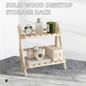 Wholesale Desktop Top Solid Wood Double <b>Storage</b> Shelf Standing Type Display <b>Rack</b> for <b>Kitchen</b> or Desk Use - Product Image 2