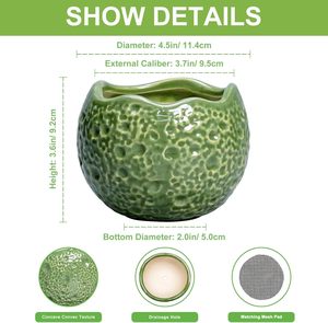 Maceta de Cerámica Verde Oliva Degradado con Orificio de Drenaje, Autorriego, Ligera (3 kg), Diseño Moderno para Uso Interior/Exterior - Product Image 2