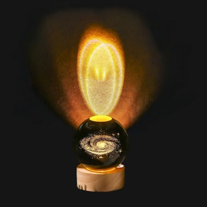 Bola de cristal 3D Lámpara de noche Base luminosa Bola de cristal Decoración de luz Sistema solar Luces de noche LED - Product Image 4