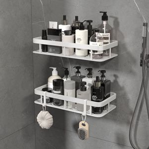 Estante de almacenamiento para baño sin necesidad de taladrar, plástico grueso y reforzado, organizador de baño para montar en la pared. - Product Image 3