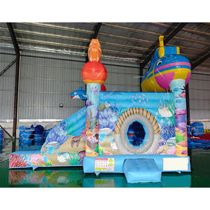 Château gonflable commercial KARRY Kids Moon Blue Underwater World Theme en PVC pour 5 à 10 passagers en vente - Product Image 6