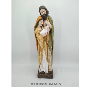 Figurine de Nativité en Résine Finition en Bois Personnalisée StatueJésus Mère Marie avec Bébé Statues de Scène de Nativité de Noël - Product Image 6