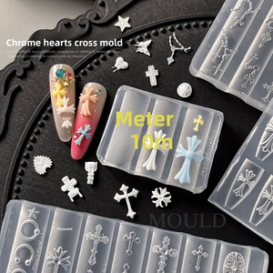 Moule à ongles en silicone 3D Punk Cross haute clarté pour DIY, moule à breloques pour accessoires d'ongles à presser - Product Image 2
