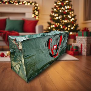 Sac de rangement pour sapin de Noël, sac fourre-tout robuste en PE tissé imperméable avec poignées renforcées, logo personnalisé pour la décoration des fêtes - Product Image 6