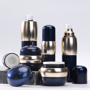 plastic petg Bottle High-end Luxury cosmetic Lotion Bottle set blue Skincare Packaging Plastic Bottle Set