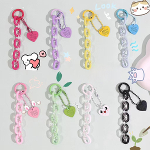 卸売ピンクアクリルライトキーホルダーハート型ペンダント携帯電話チャームアクセサリーバッグライト - Product Image 1