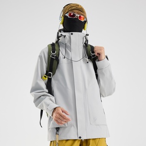 Veste d'extérieur unisexe coupe ample à capuche, imperméable et coupe-vent, avec garniture en fourrure de lapin et rembourrage 90% duvet de canard, idéale printemps-automne - Product Image 1