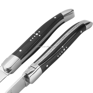 Juego de <span class=keywords><strong>Cuchillos</strong></span> de Lujo para Carne, Cuchillo de Acero Inoxidable, Cuchillo Laguiole con Perno Cruzado, Madera Pakka Gris para Cocinas - Product Image 3
