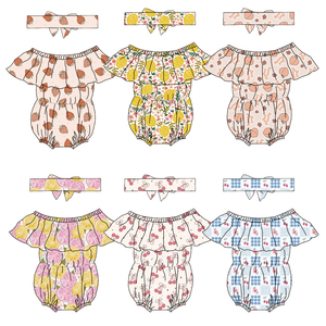 Abito monopezzo con maniche di pizzo da ragazza appena arrivato vestito intero per neonati con motivi a base di frutta - Product Image 1