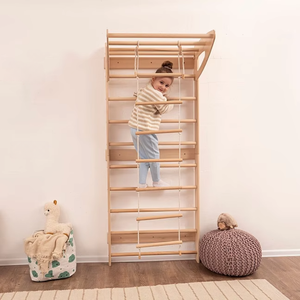 Muro de escalada de madera para niños, estructura de escalada interior, escalera de madera, barra de pared, escalera de pared, gimnasio en casa para niños - Product Image 4