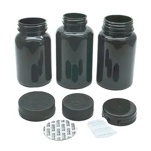 制造商200毫升黑色宠物塑料瓶与制药/食品级干燥剂与儿童防口盖