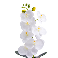 HDL01 Künstliche weiße Phalaenopsis-Orchidee mit silbernem Blumentopf für Wohnzimmer, Büro, Party, Hochzeits dekoration