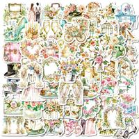 56 pegatinas de PVC impermeables con diseño retro y elegante de bodas, para decorar fundas de teléfono, cuadernos y botellas de agua.