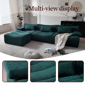 Canapé modulaire surdimensionné à assise profonde, en tissu rembourré de mousse, avec poche latérale pour salon - Product Image 4