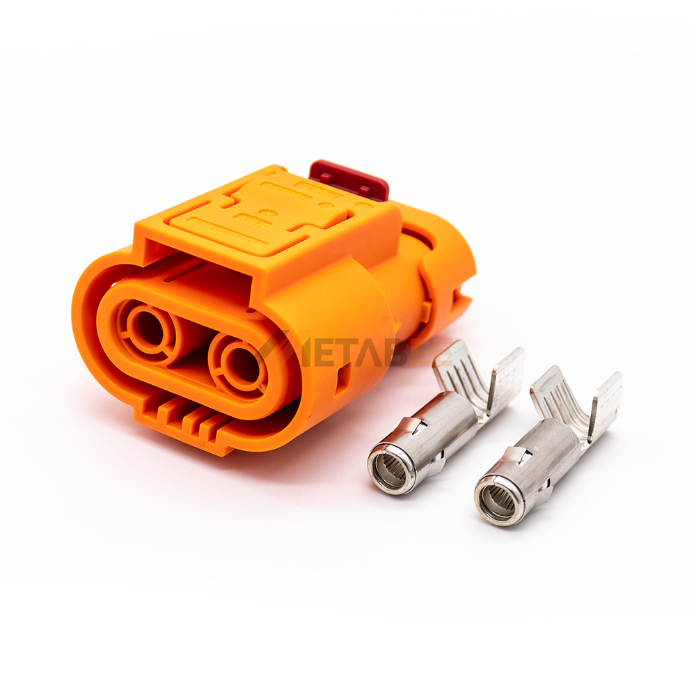 HVIL 2 Pin 80A Straight Plug, 16mm2 High Voltage EV Connector