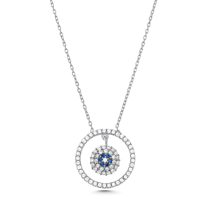 Collier en argent sterling 925 avec un œil dans un cercle - Product Image 1