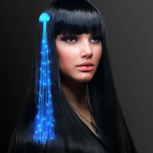 LED Light Up Fiber Hair Glowing Hair Fluorescent Flashing Fiber Optic