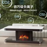 Table Basse Chauffante Électrique Intelligente en Marbre à 2 Niveaux avec Rangement, Économe en Énergie et Silencieuse pour Salon et Réunions de Famille - Offre Spéciale