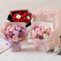 Bouquet Cadeau Saint-Valentin Carré de Roses Éternelles Faites à la Main Fleurs Séchées Fête des Mères Noël Remise de Diplôme Nouvel An
