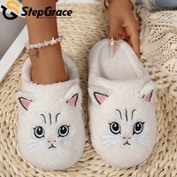 StepGrace Adorable Cartoon Cat Design Closed-toe Slippers Hot-selling Versatile Timeless Shoes Anti-odor Lightweight Outsole