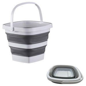 Seau pliable carré rétractable en plastique PP+TPR de 10L, tendance, gain de place, pour le nettoyage domestique, multi-usages, logo personnalisé - Product Image 1