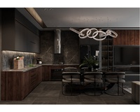 Armoire de cuisine moderne haut de gamme en bois grainé, couleur personnalisée, avec tiroir
