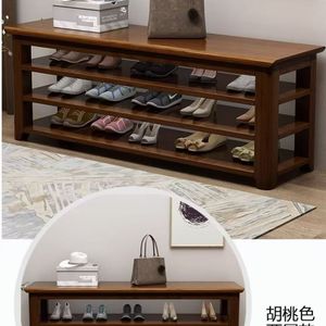 Solid Wood Multi Layer Shoe Rack Rectangular 20-35 Pairs Storage Bench For Home Entrance Hallway Indoor Use - Product Image 2