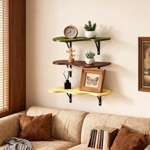 Wall Mounted Wooden <b>Shelf</b> 43x18x10 Cm Multi Layer Storage Rack For Living Room Kitchen <b>Bedroom</b> Decorative Display - Product Image 2