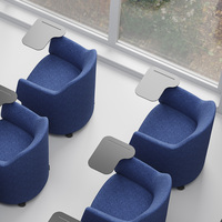 Chaise de bureau à dossier moyen avec roulettes, fauteuil de conférence et de réception, chaise de formation avec tablette d'écriture