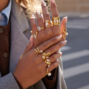 Водонепроницаемое кольцо из нержавеющей стали с позолотой 18 карат и кубическим цирконием, массивное золотое кольцо для женщин, модное ювелирное украшение <span class=keywords><strong>2026</strong></span> года - Product Image 1