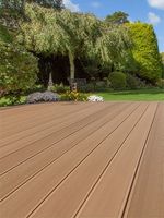 Planche composite gaufrée en ligne/hors ligne, grain aléatoire, écologique, résistante aux intempéries, pour terrasse de villa, vente directe usine FSC