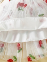 Robes d'été sans manches pour enfants, robe de princesse brodée cerise
